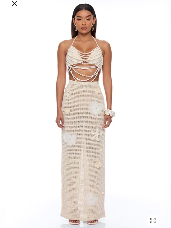 Fashion Nova Dresses & Skirts - Summer Glow Pearl Crotchet Skirt Set